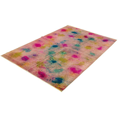 Tapis décoratif en laine de conception unique noué à la main des années 1980 6 pi 4 po x 9 pi 5 po Derriana