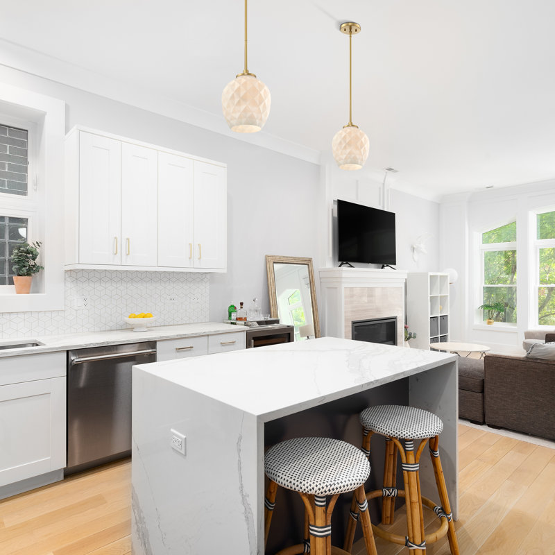 Michia 1 - Light Brushed Gold Single Pendant, 11.25" H x 9" W x 9" D