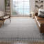 Tapis ivoire / bleu marine en laine tissé à plat à la main Aldeline Southwestren-1273068727