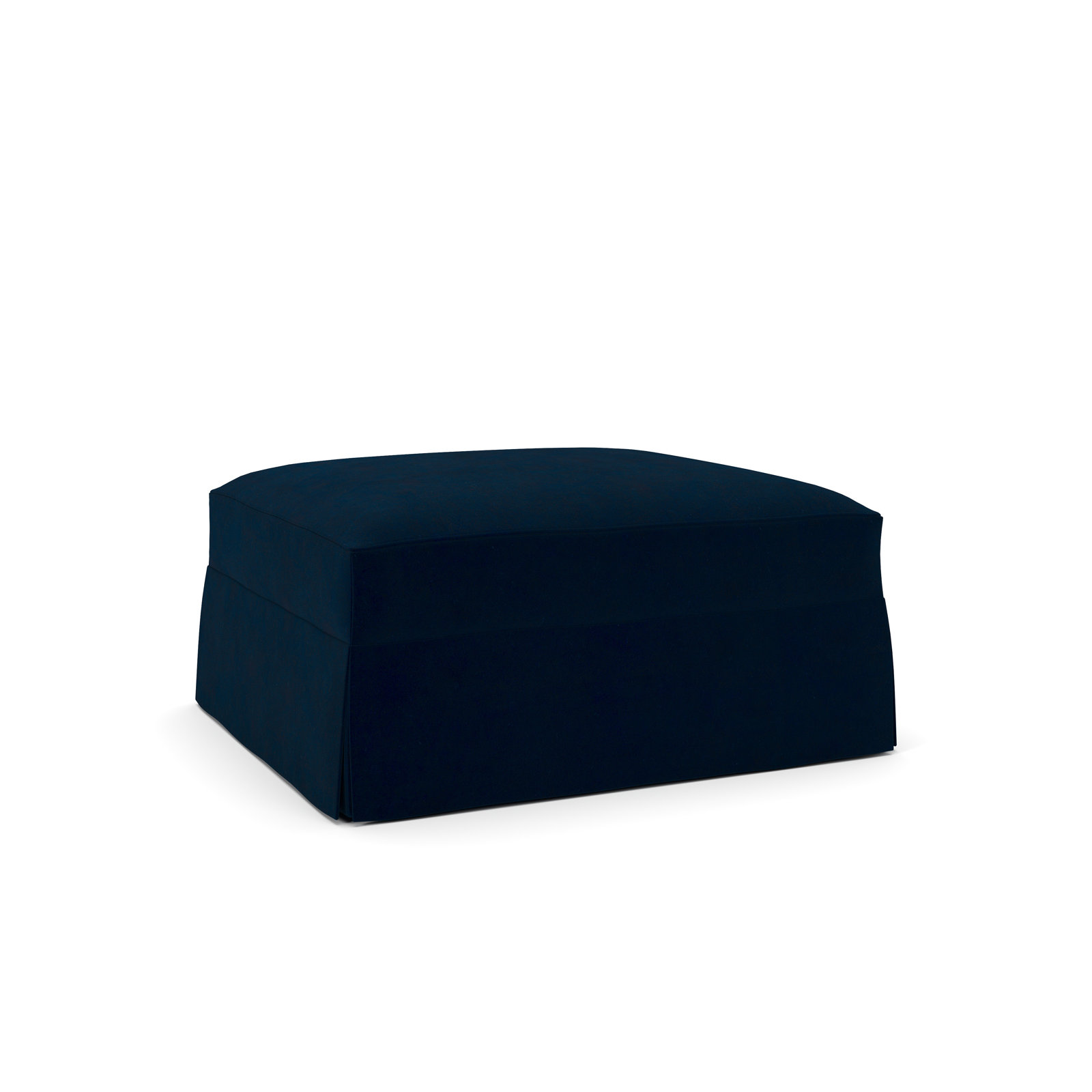 Lucia Upholstered Ottoman, Bella Ink Blue Performance Velvet