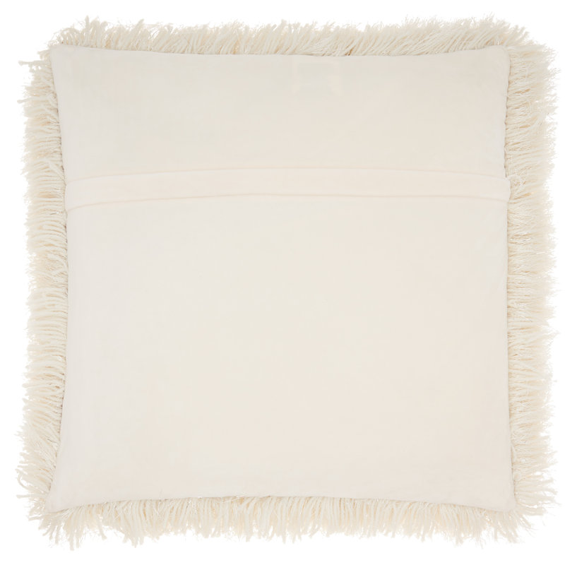 Cream Shag 20" Square Polyester Throw Pillow Set