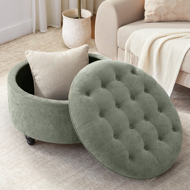 Daquasha Upholstered Ottoman, Green
