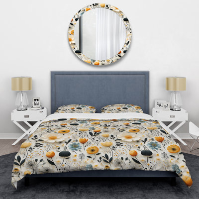 Woodland Autumn Cottage Flowers II Floral Duvet Cover