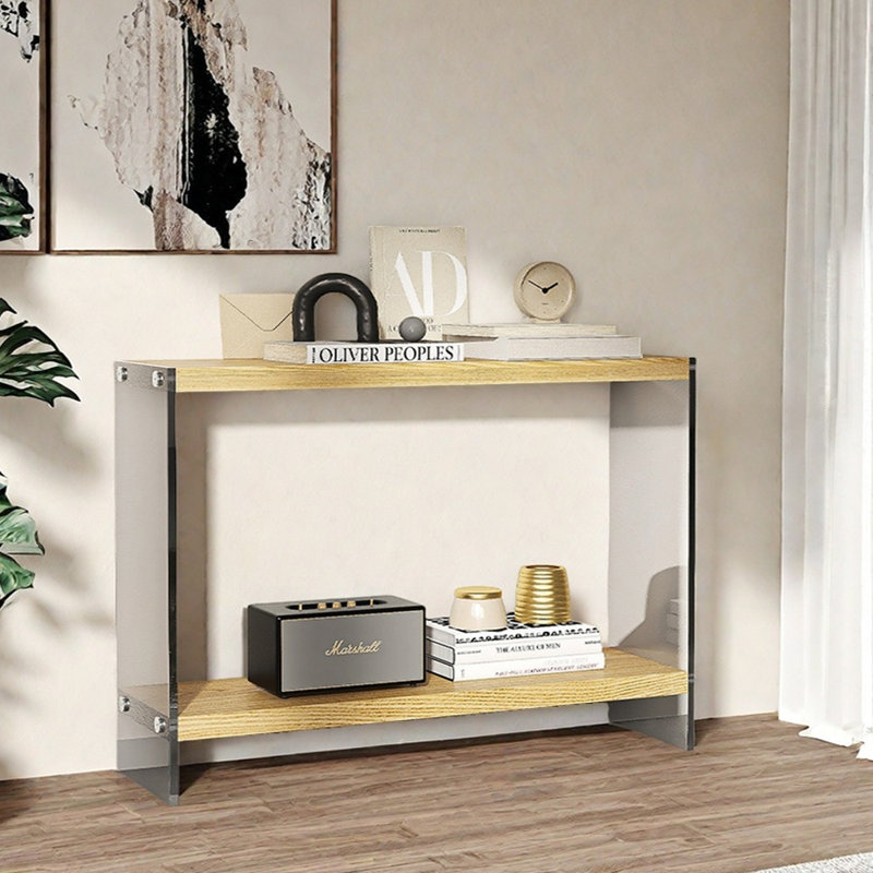 Console de style scandinave en bois massif, Walnut, 31.5" H x 39.4" W x 11.8" D