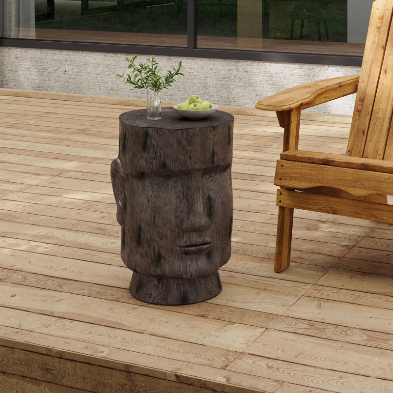 Tabouret de table d'extérieur à piédestal avec statue de Moai