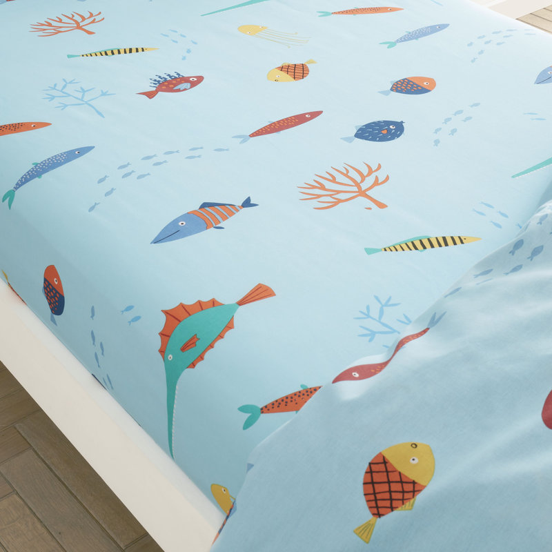 Ocean Life Fitted Sheet, European Double (140 x 200cm)