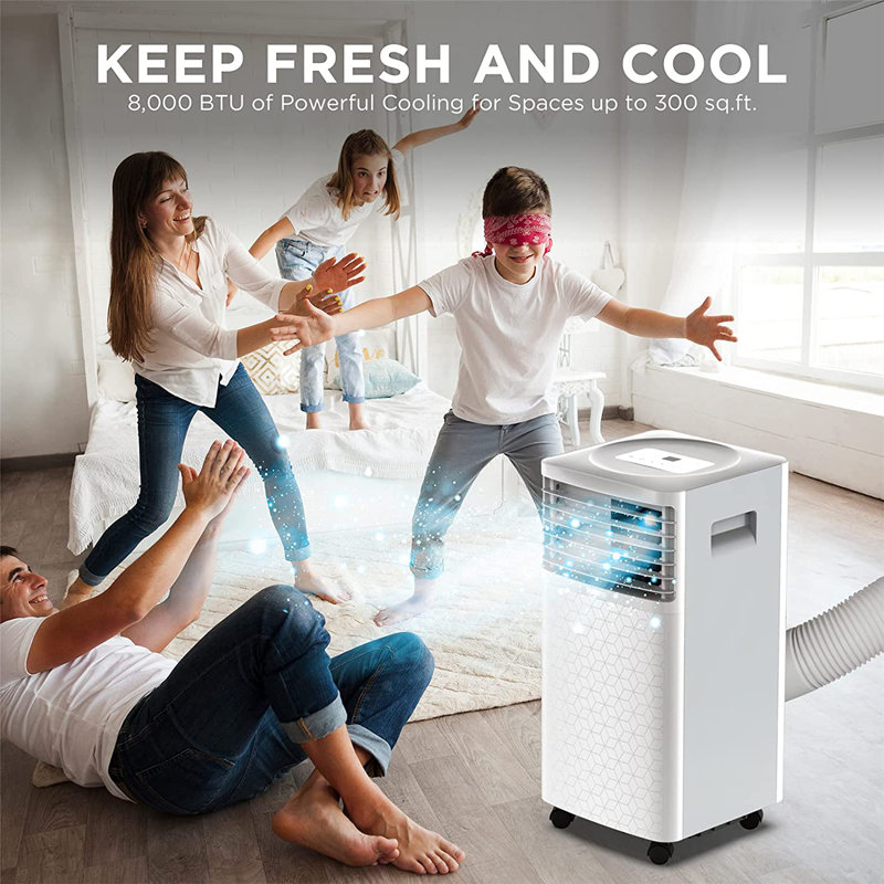 Climatiseur portatif TURBRO 8 000 BTU, déshumidificateur et ventilateur, climatiseur 3 en 1, télécommande incluse