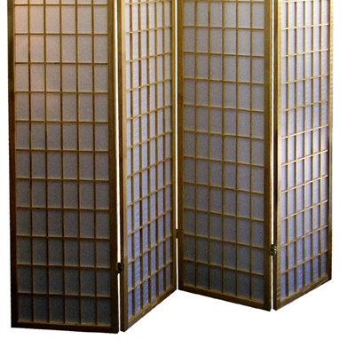 70" Japanese Style 4 Room Divider With Natural Wood. Define Private Zone. 4 Paper Panels. Folds Easily For Storage. Multicolor. 70 In H. 10 W. 60 D. 17 Lb Weight Divider, Wood Finish. Privacy Space.