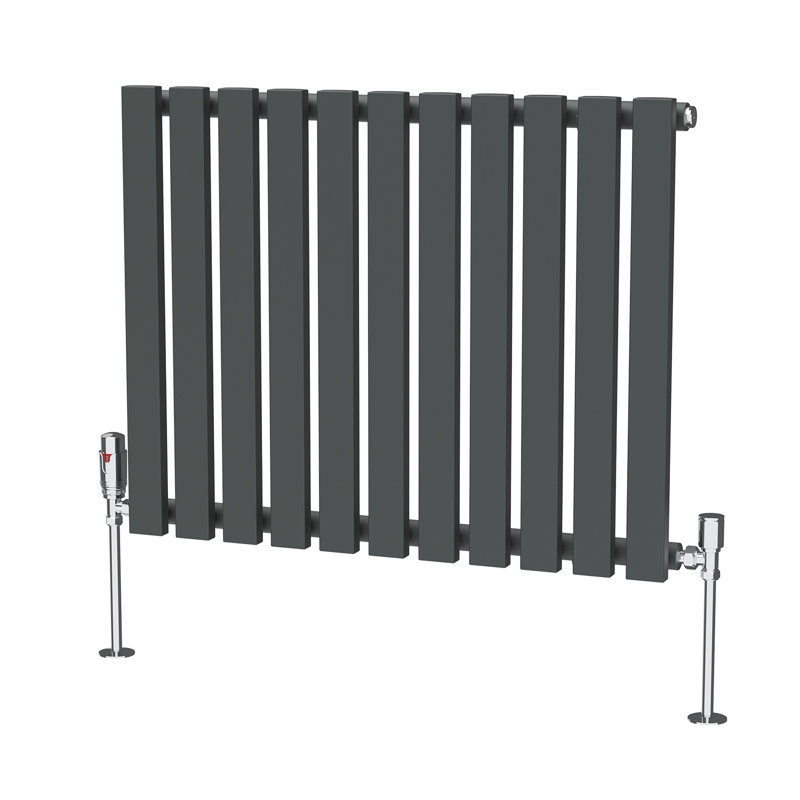 Ipolito Single Panel D-Shape Horizontal Designer Radiator, Anthracite, 60cm H x 76cm W