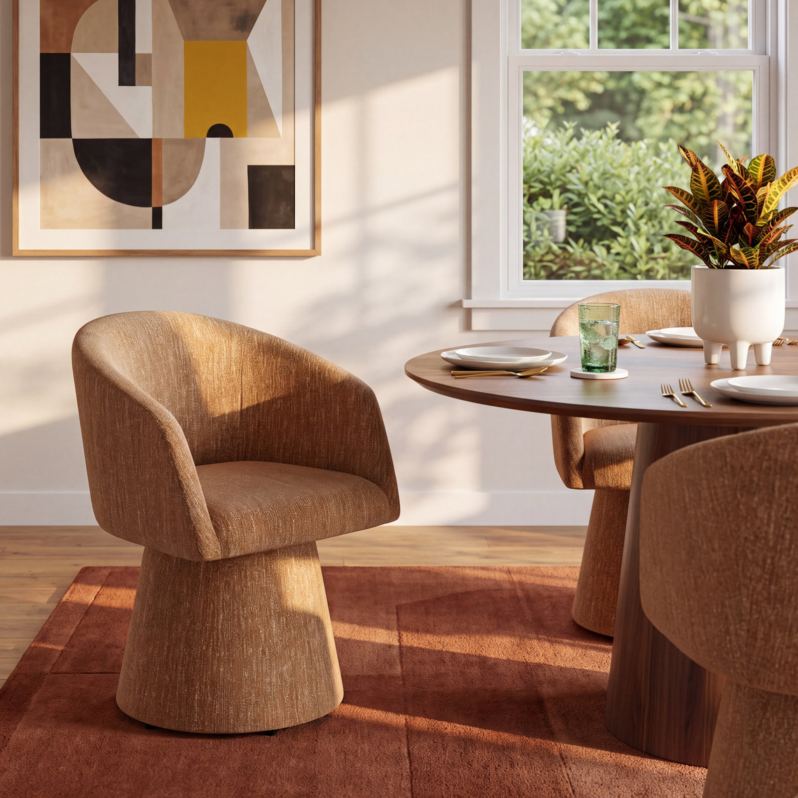 Kyo Swivel Dining Armchair, Mellow Mustard Boucle