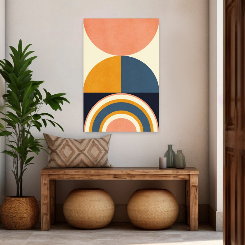 Art contemporain abstrait géométrique coloré, H 48 po x l 32 po
