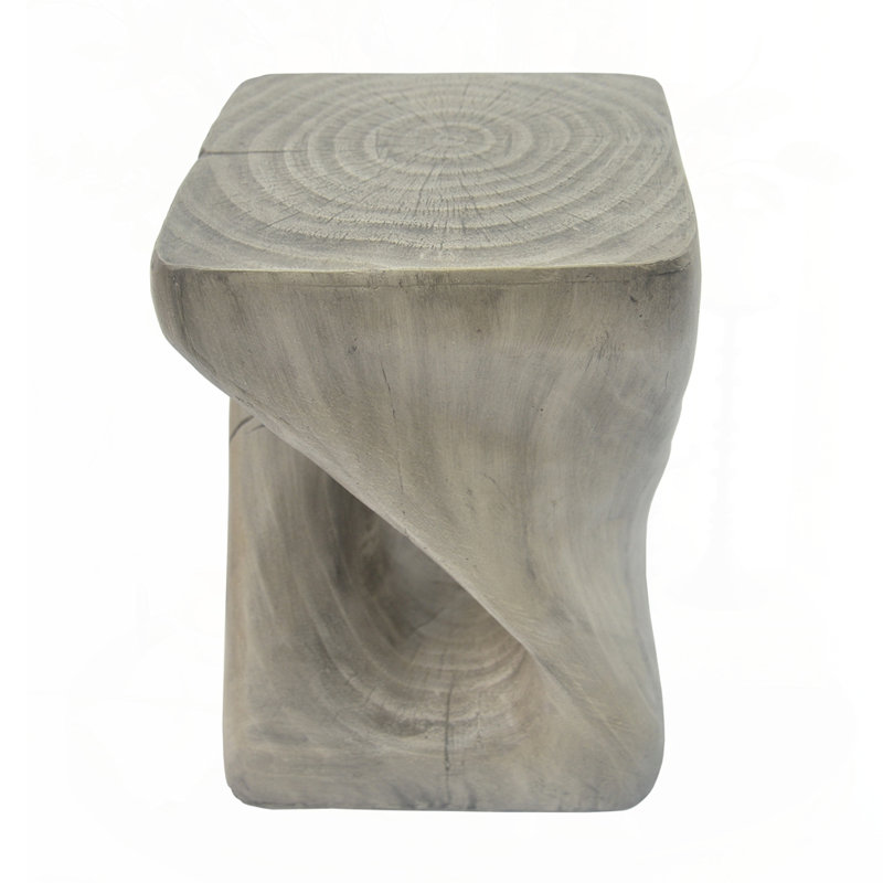 Wood-Like Texture MGO Twist Shape Side Table, Gray