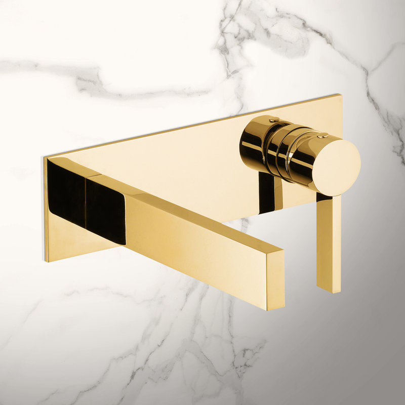 Wall Mounted Bathroom Faucet, Polished Gold