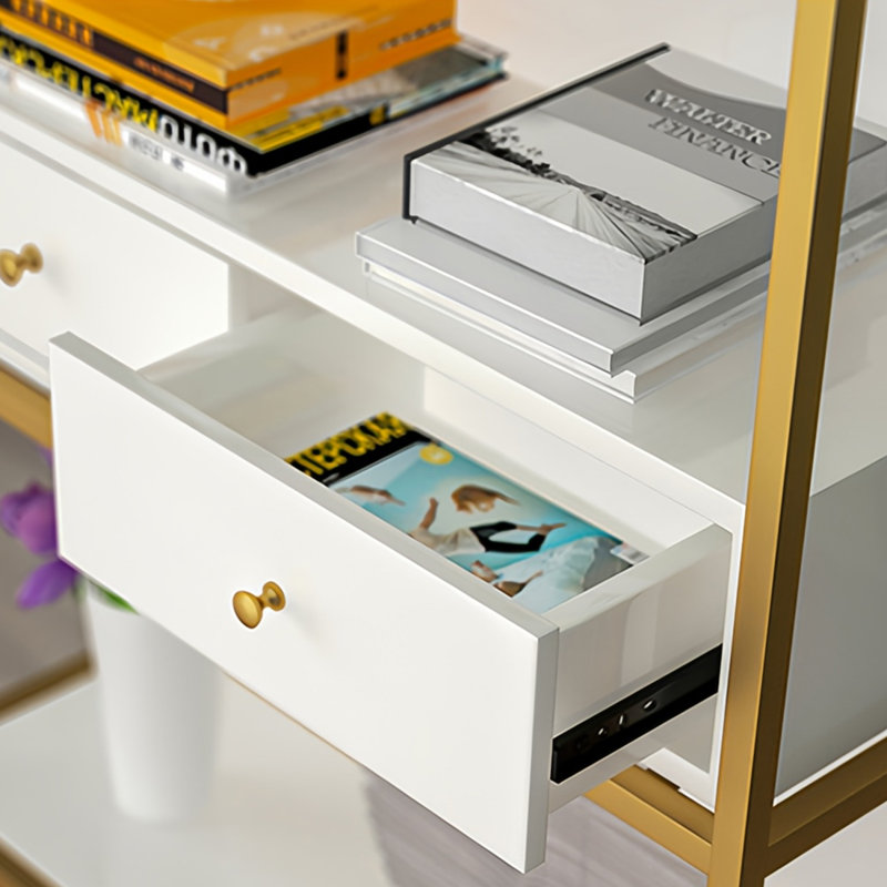 Modern high-quality bookcase, White/Gold, 70.8"H x 23.6"W x 11.8"D