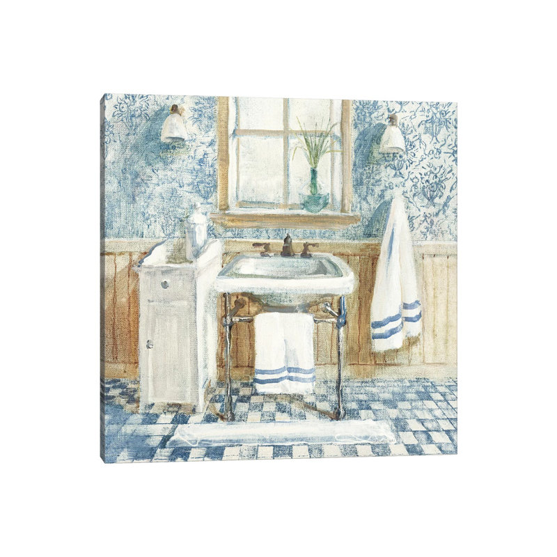 Victorian Sink I Navy by Danhui Nai - Wrapped Canvas Gallery-Wrapped Canvas Giclée, 30.48 cm H x 30.48 cm W