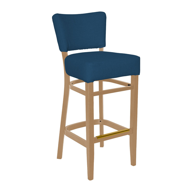 Tabouret de bar Madison, Marine, Bois naturel