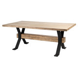 Hanoi Dining Table, 90 Inch Reclaimed White Pine Wood, Cross Base