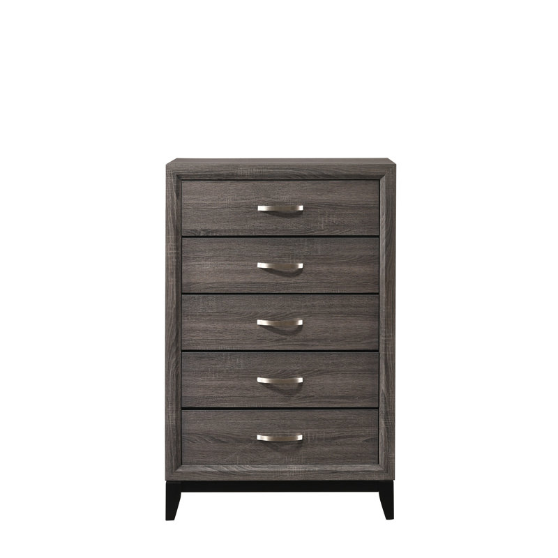 Mobilier de chambre contemporain à 1 commode 5 tiroirs 1 chambre, Gris