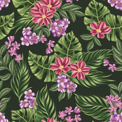 Maissane Floral Seamless Pattern - Wrapped Canvas Print