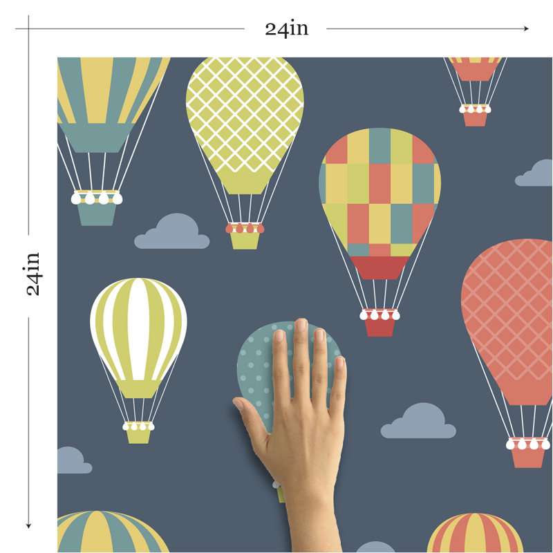 Panneau de papier peint amovible vice ballons pour bébé, L 126 po x l 24 po