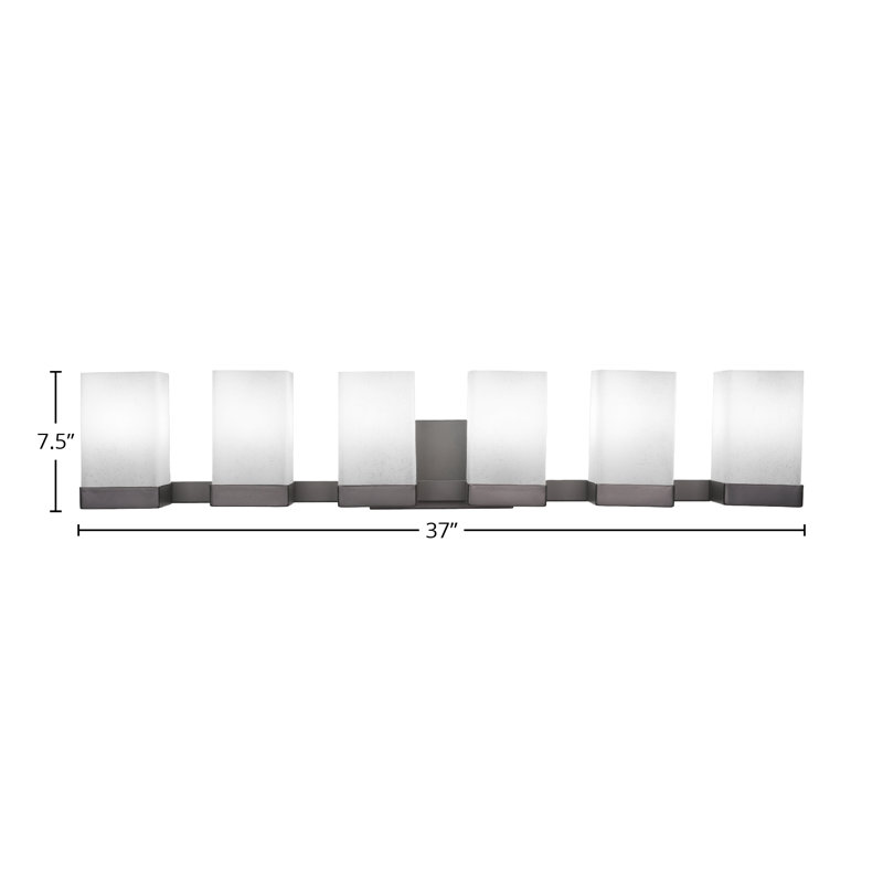 Dace 6 Light Bath Bar Shown With 4" Square Glass, Espresso, White Muslin