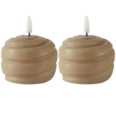 Set of 2 Swirl Orb LED Wax Figurine