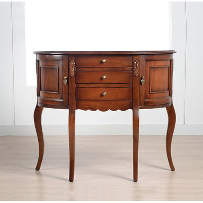 Console demi-lune de style français classique avec pieds en cabriole