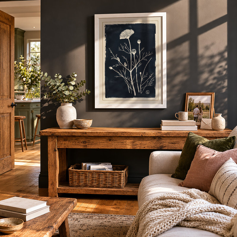 Study in White Botanical - Framed Print, A3 - 42.0 x 29.7 cm, White