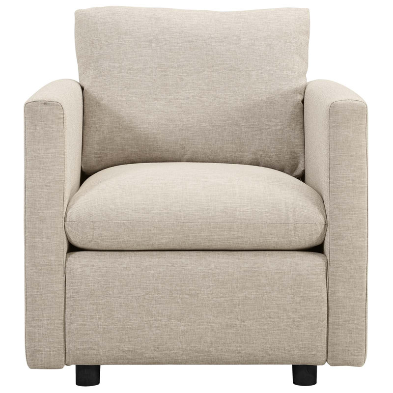 Modway Activate Upholstered Fabric Armchair, Beige Polyester Blend