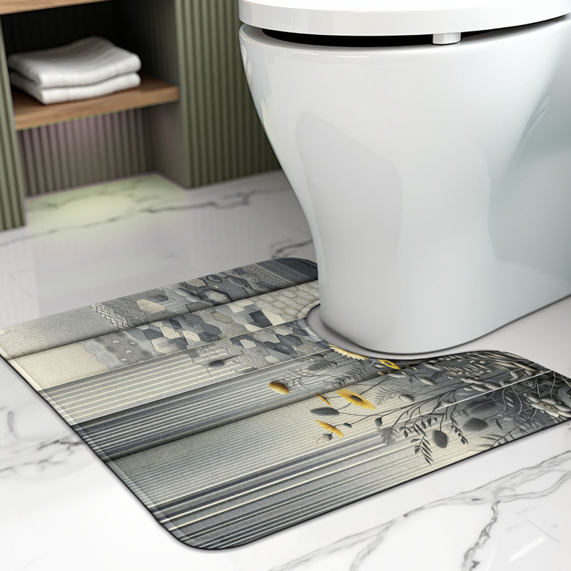 Tapis de salle de bain gris en U 20 po - jaune et bleu