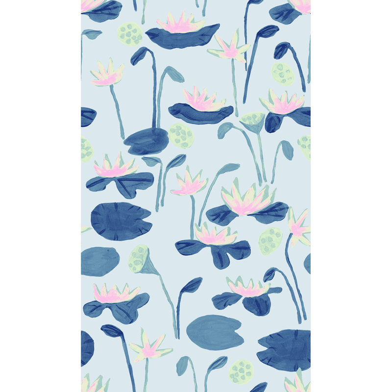 Susan Hable Floral Wallpaper Double Roll by Susan Hable, Blue