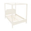 Grand lit plateforme à baldaquin en bois avec tête de lit et pieds de support, blanc crème-2038977480-2038977485