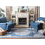 Tapis oriental bleu marine / ivoire Barcus-2132695629