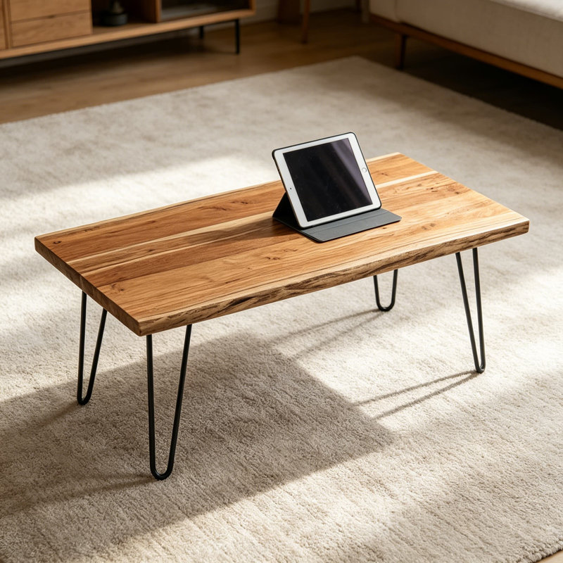 Table basse en bois d'acacia Live Edge