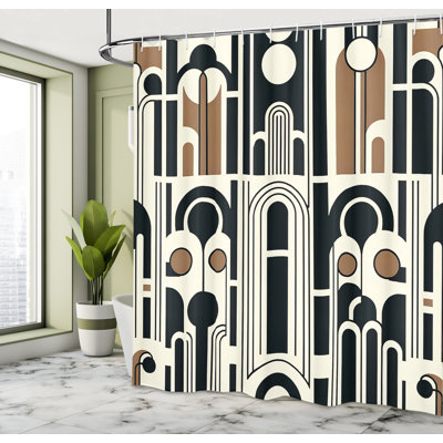 Dolezal Abstract Shower Curtain with Hooks Included
