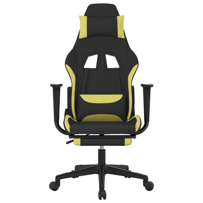 Gaming Chair with Footrest Fabric, Black/Light Green