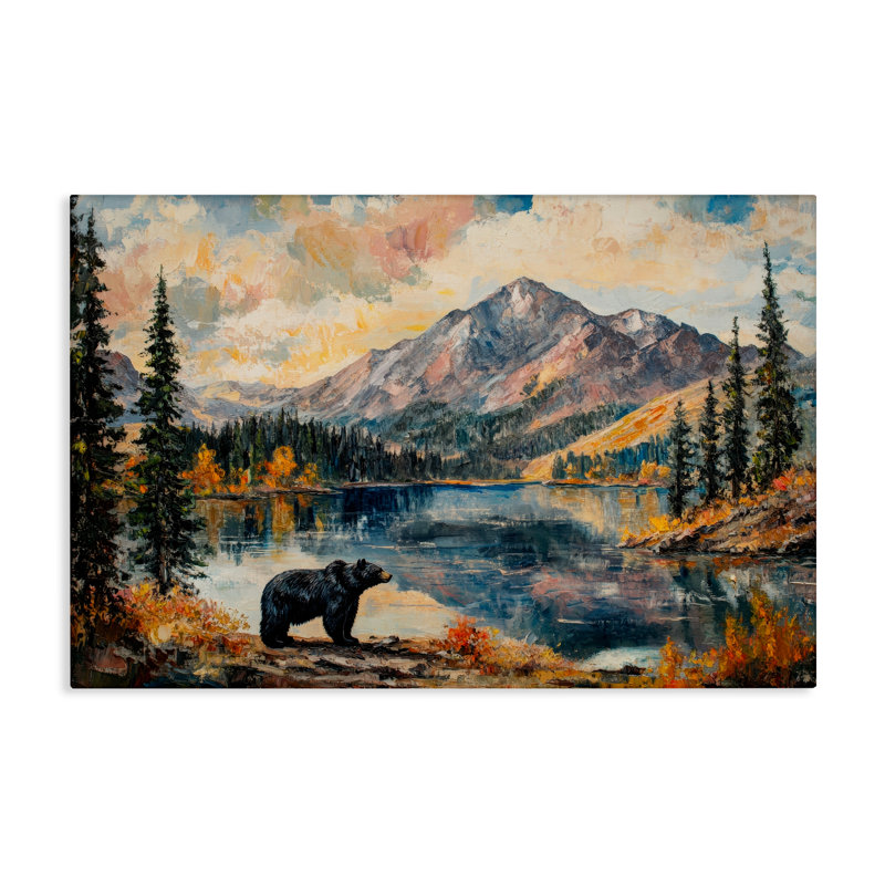 Toile d'ours de montagne, conception de Petal Prints Design, H 16 po x l 24 po