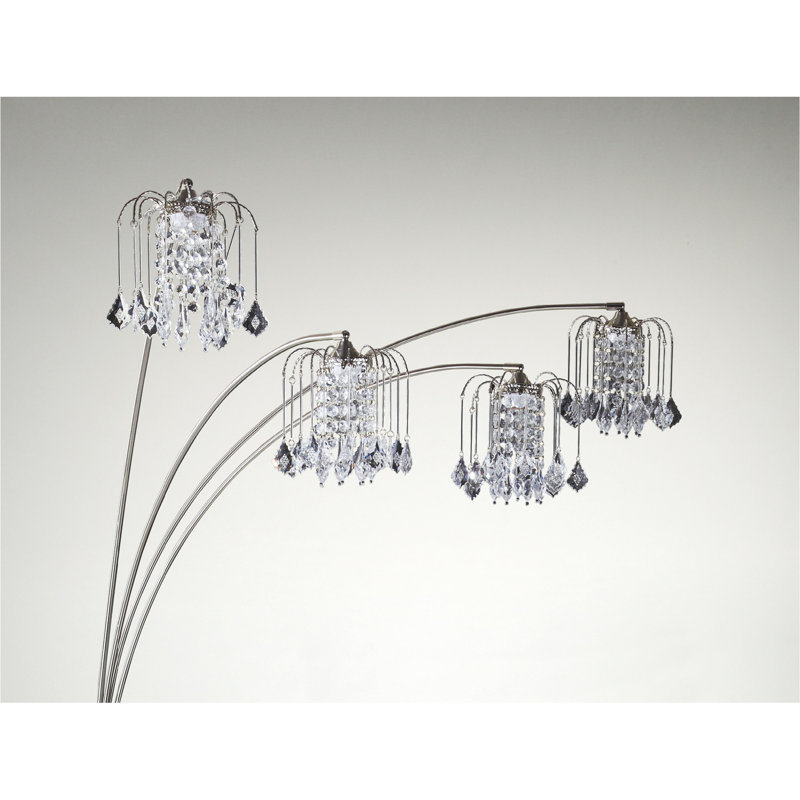 Lampe sur pied luxueuse incrustée de cristaux à têtes multiples Luxury