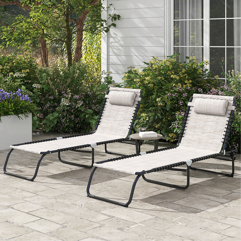 Outsunny Folding Chaise Lounge Pool Chair, Patio Sun Tanning Chair, Outdoor Lounge Chair With 4-Position Reclining Back