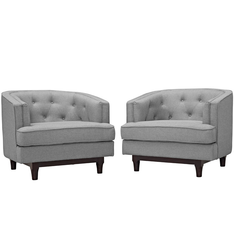 Modway Strick & Bolton Allington Button-tufted Armchair, Light Grey Velvet