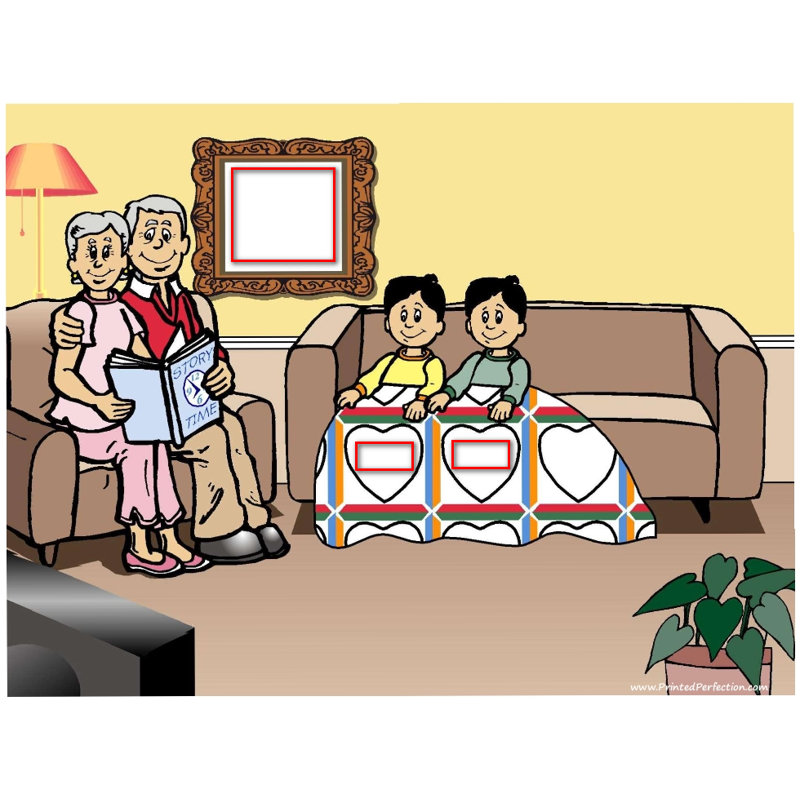 Personalized Grandma & Grandpa Reading 2 boys MINI Snow Globe Frame Gift, 2.5" H x 3.75" W x 1" D, Yes
