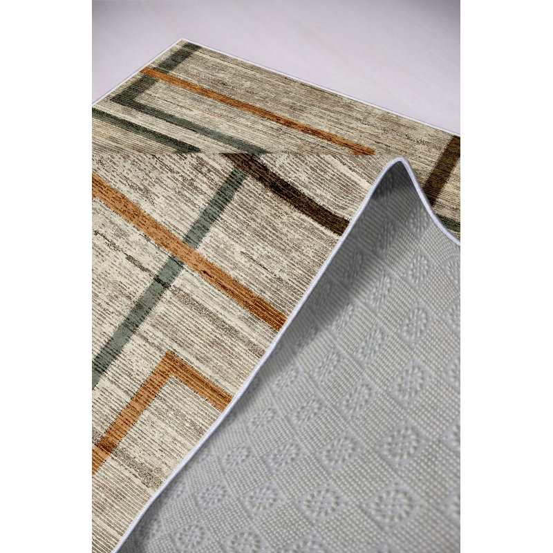 Stylish Area Carpet, Grey, 4.6 x 7.2 Feet | 100% Polyester, 650 g/m² | Antibacterial, Eco-Friendly, Non-Slip PVC Dot Underside | Machine Washable, Digital Printed, Perfect for Living Room & Bedroom Décor