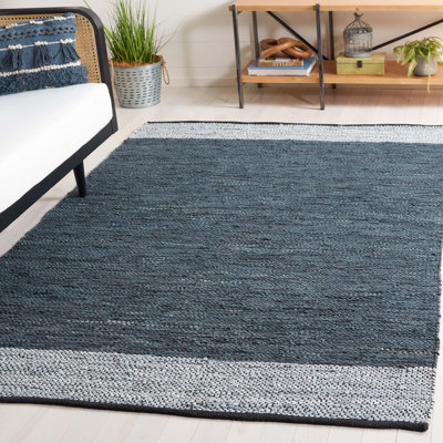 Mascarenas Vintage Leather Hand Woven Leather And Cotton Rug