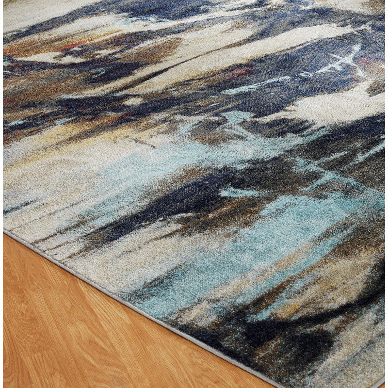 Stehouse Abstract Area Rug in Earth/Sky, Rectangle 4' x 6'
