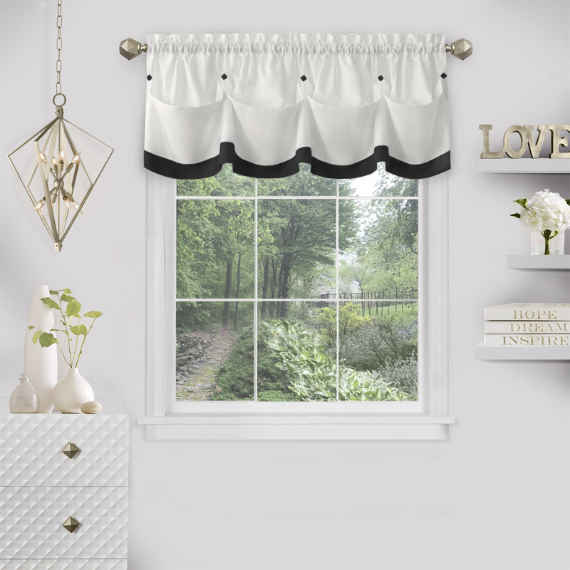 Rideau de cuisine sur mesure Lana, Noir, H 36 po x l 58 po