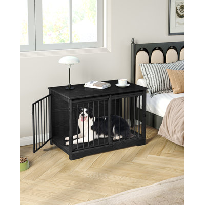 Caisse pour chien de style meuble, chenil pour chien robuste avec porte de grange coulissante, niche pour chien en bois pour petits / moyens / grands chiens, table d'appoint, meuble télé