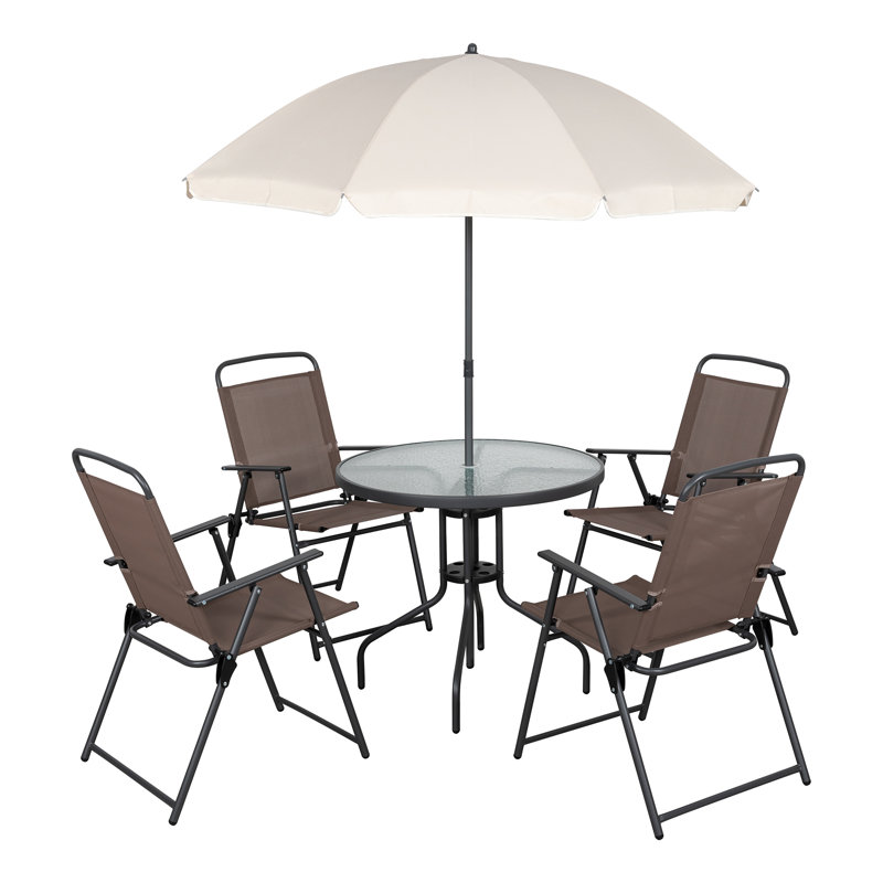 Ensemble repas d'extérieur 6 pièces Talmon, Brun / Noir