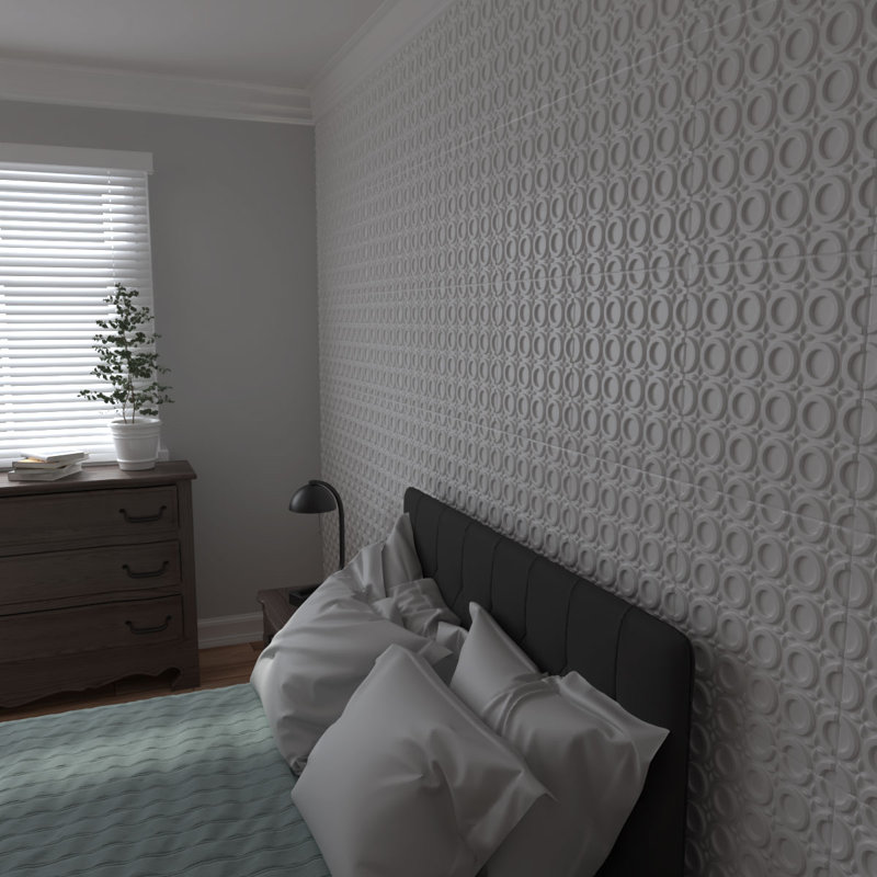 White Geometric Textured 3D PVC Wall Panels, 50-Pack