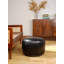 POUF BOFFALO NOIR FAIT À LA MAIN EN CUIR RUFFÉ NOIR - 14 po x 14 po x 14 po, de forme ronde, de couleur unie noire, en cuir de buffle Genunie, rembourré de coton recyclé, repose-pieds pour le salon, la salle d'étude, Patio et bureau-818139140-818139163-818139139
