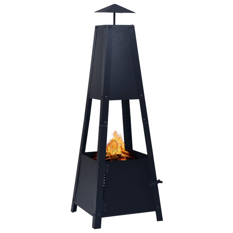 Cobberas Fire Pit Black 35x35x99 cm Steel
